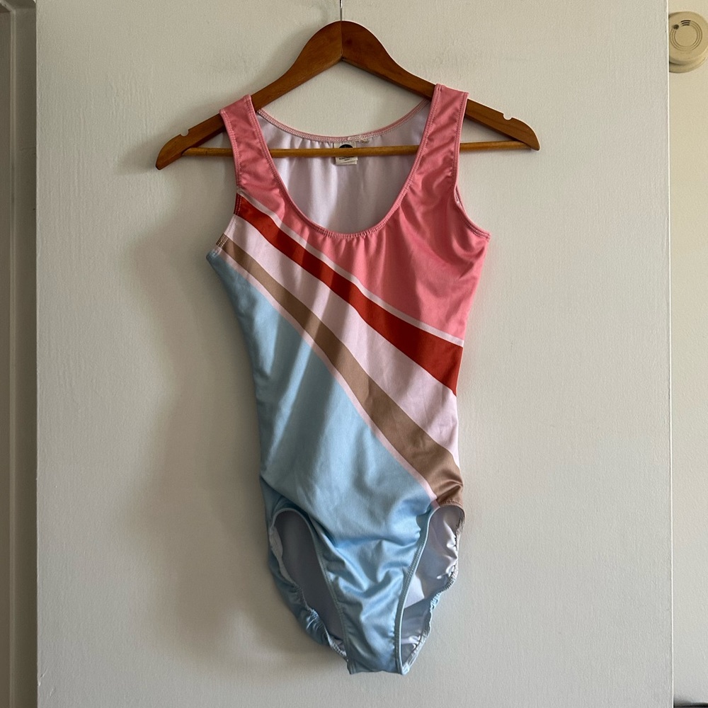 Rosehound Apparel Pink/Blue Fun One Piece Swimsuit size XS EUC